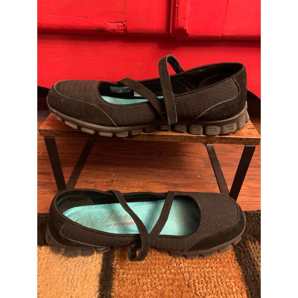 Skechers  Size 7.5 Breathe Easy Keep Clean Maryjane Walking Shoes Black EUC